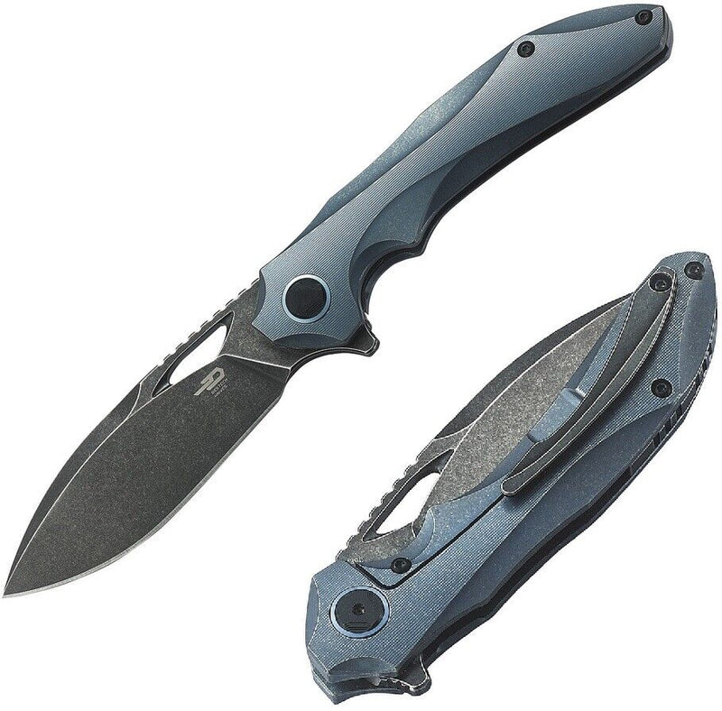 Bestech Knives ESKRA Frame Folding Knife 3.5" Bohler M390 Steel Blade Blue Titanium Handle 1813B -Bestech Knives - Survivor Hand Precision Knives & Outdoor Gear Store