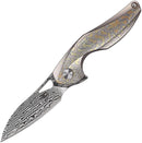Bestech Knives Reticulan Folding Knife 2" Damascus Steel Blade Gray Titanium Handle 1810K -Bestech Knives - Survivor Hand Precision Knives & Outdoor Gear Store