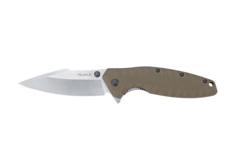 RUIKE P843 Linerlock Folding Knife 3.75" Sandvik 14C28N Steel Blade Tan G10 Handle P843W -RUIKE - Survivor Hand Precision Knives & Outdoor Gear Store