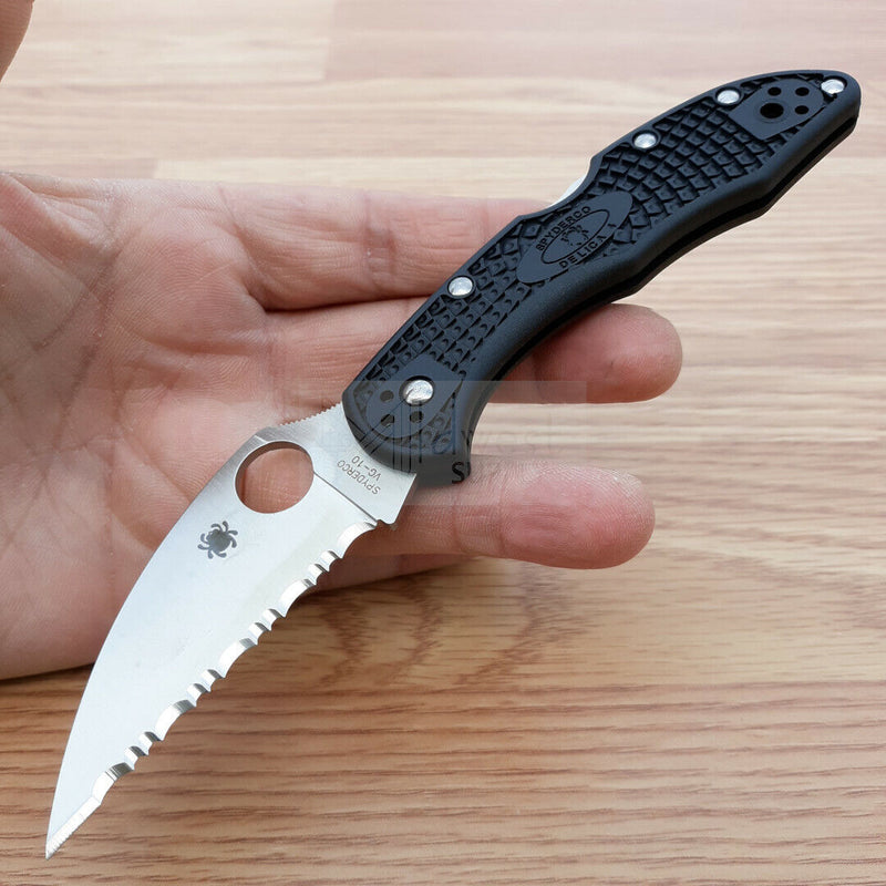 Spyderco Delica 4 Folding Knife 3" Serrated VG-10 Steel Wharncliffe Blade FRN Handle C11FSWCBK -Spyderco - Survivor Hand Precision Knives & Outdoor Gear Store