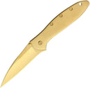 Kershaw Leek Folding Knife 3" 14C28N Steel Blade Gold Coated Stainless Handle 1660G -Kershaw - Survivor Hand Precision Knives & Outdoor Gear Store