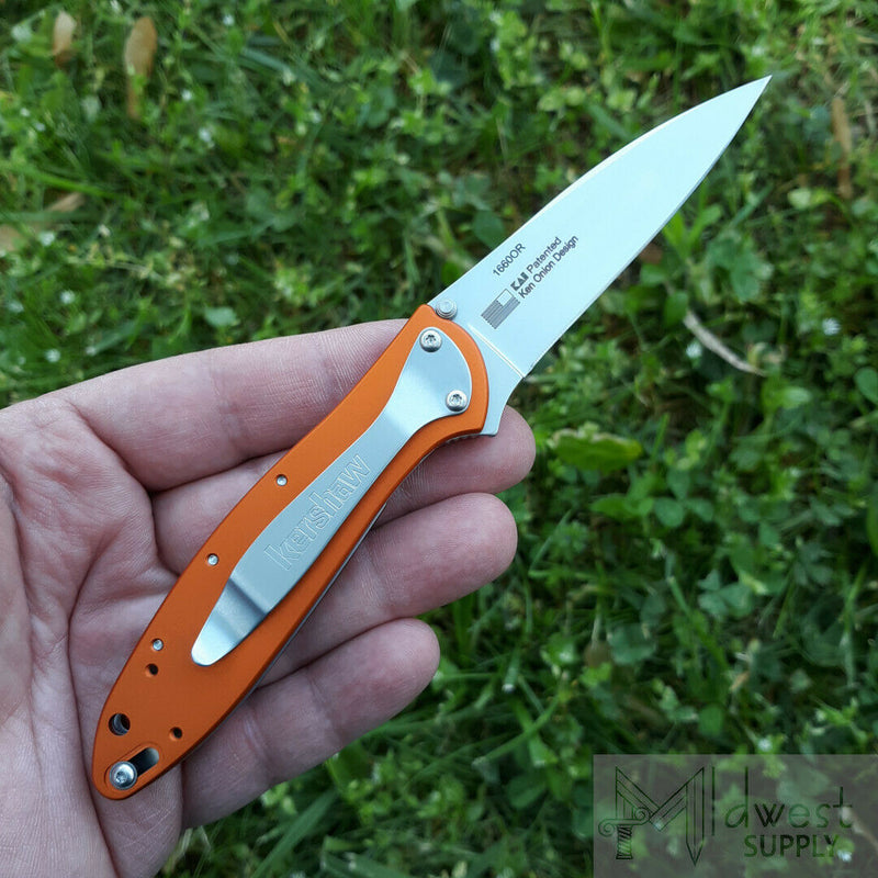 Kershaw Leek Folding Knife 3" 14C28N Steel Blade Orange Anodized Aluminum Handle 1660OR -Kershaw - Survivor Hand Precision Knives & Outdoor Gear Store