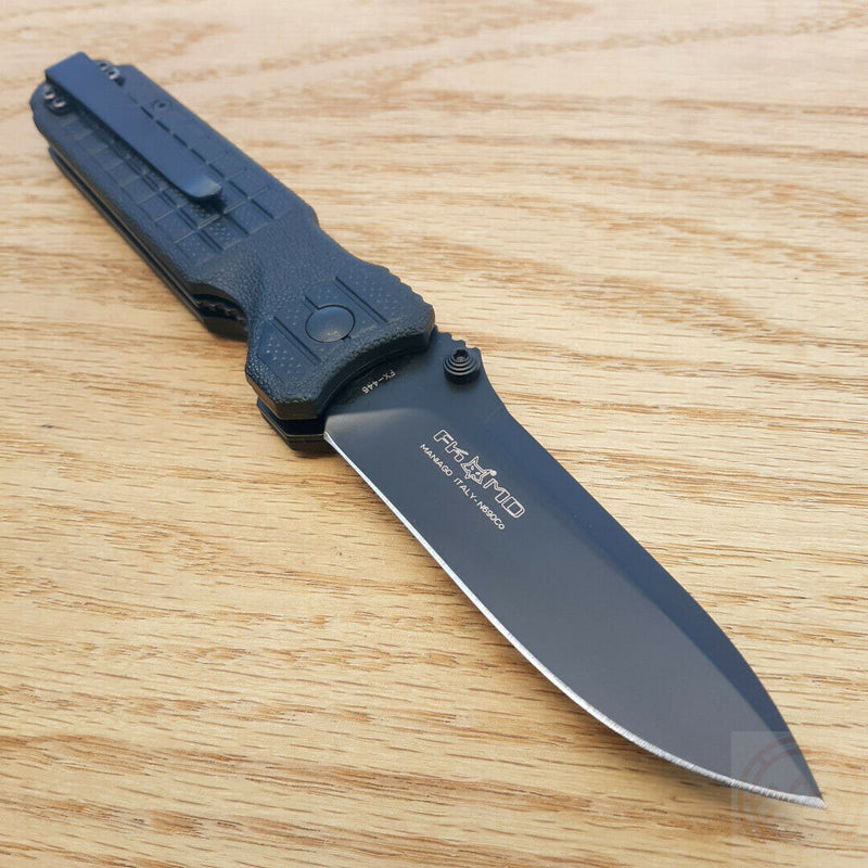 Fox Predator II Folding Knife 3.75" Bohler N690 Steel Blade Black Forprene Handle 446B -Fox - Survivor Hand Precision Knives & Outdoor Gear Store