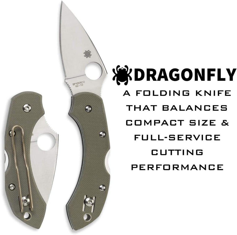 Spyderco Dragonfly Folding Knife VG-10 Steel Blade Green G10 Handle C28GPFG -Spyderco - Survivor Hand Precision Knives & Outdoor Gear Store