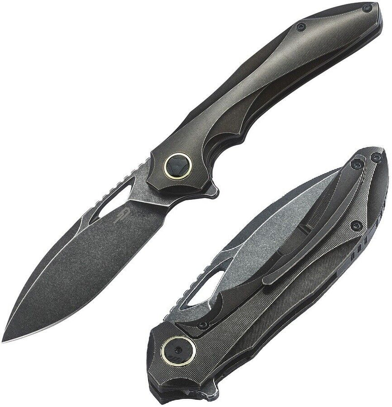 Bestech Knives ESKRA Frame Folding Knife 3.5" Bohler M390 Steel Blade Black Titanium Handle 1813A -Bestech Knives - Survivor Hand Precision Knives & Outdoor Gear Store