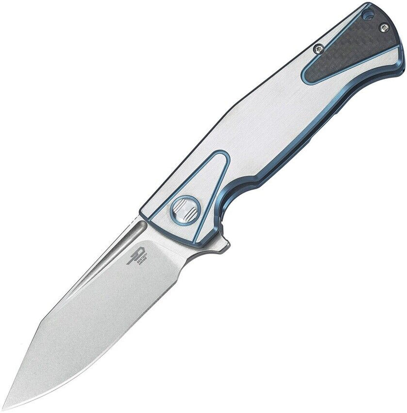 Bestech Knives HORUS Framelock Folding Knife 3.5" S35VN Steel Blade Blue/Silver Titanium Handle 1901D -Bestech Knives - Survivor Hand Precision Knives & Outdoor Gear Store