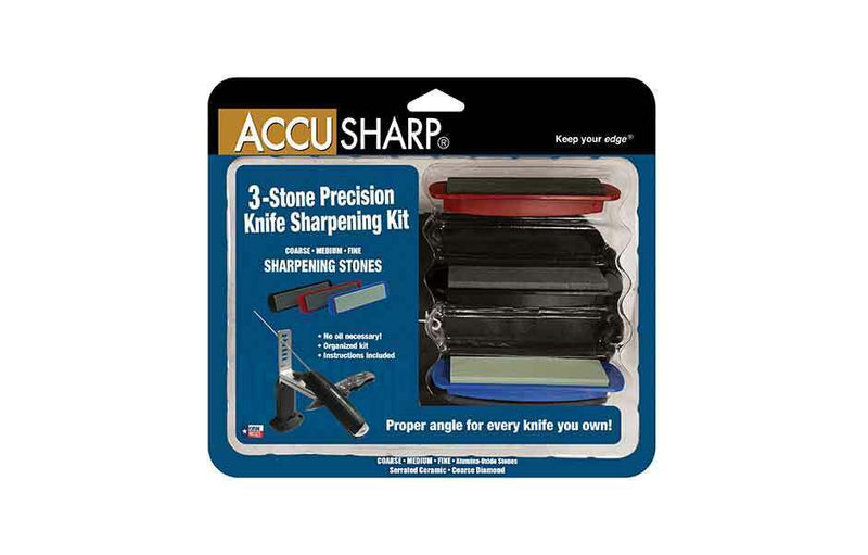 AccuSharp Three-Stone Precision Kit Three Grits Six Angle Settings Alumina Oxide 060C -AccuSharp - Survivor Hand Precision Knives & Outdoor Gear Store