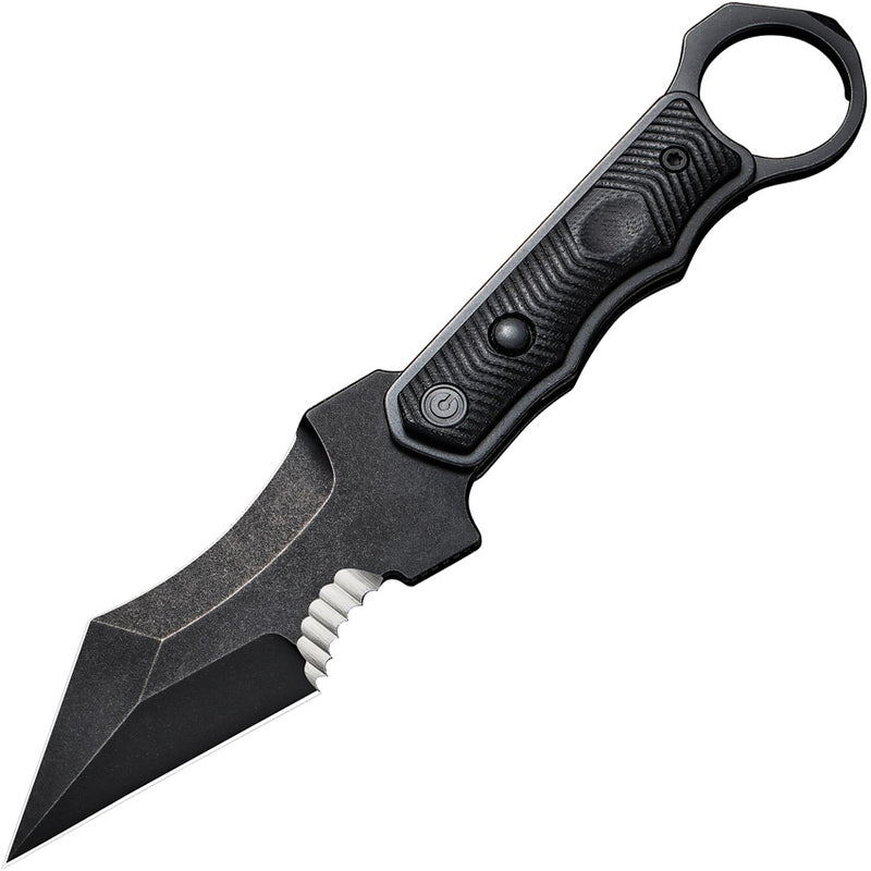 Civivi Orthrus Fixed Knife 3.75" Part Serrated Nitro-V Steel Full Blade Black G10 Handle 20037B1 -Civivi - Survivor Hand Precision Knives & Outdoor Gear Store