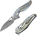 Bestech Knives The Reticulan Folding Knife 2" Damascus Steel Blade Blue/Gold Titanium Handle 1810L -Bestech Knives - Survivor Hand Precision Knives & Outdoor Gear Store