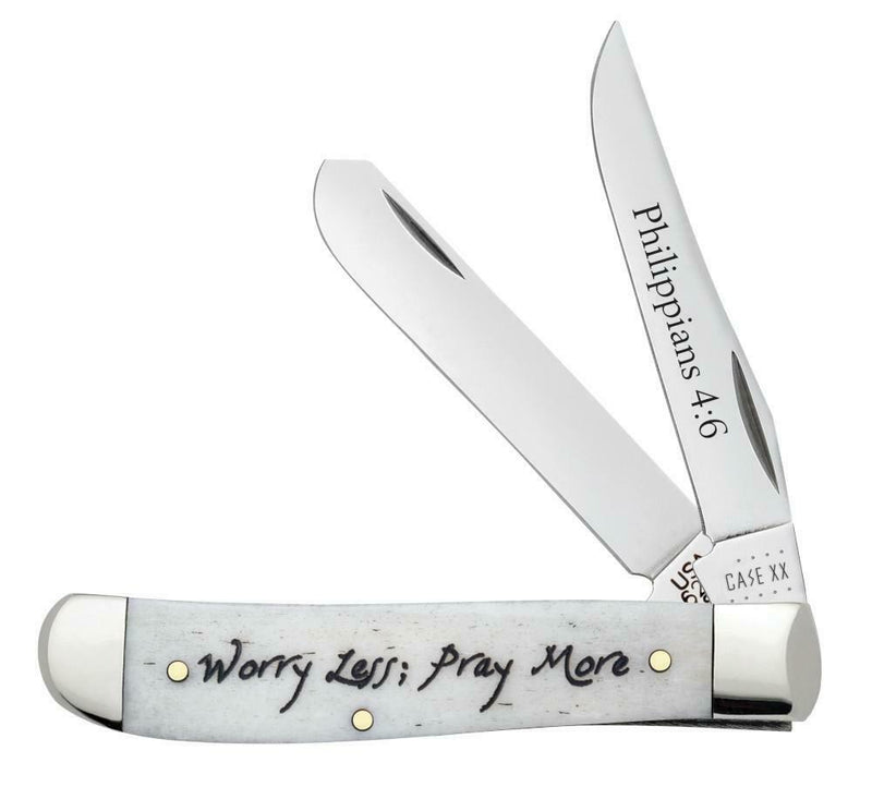 Case XX Mini Trapper Pocket Knife Stainless Steel Blades Natural Bone Handle 60869 -Case Cutlery - Survivor Hand Precision Knives & Outdoor Gear Store