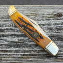 Hunter's Classic NAHC Folding Knife Stainless 4" Blade Orange Jigged Bone Handle 1730 -Miscellaneous - Survivor Hand Precision Knives & Outdoor Gear Store