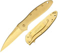 Kershaw Leek Folding Knife 3" 14C28N Steel Blade Gold Coated Stainless Handle 1660G -Kershaw - Survivor Hand Precision Knives & Outdoor Gear Store