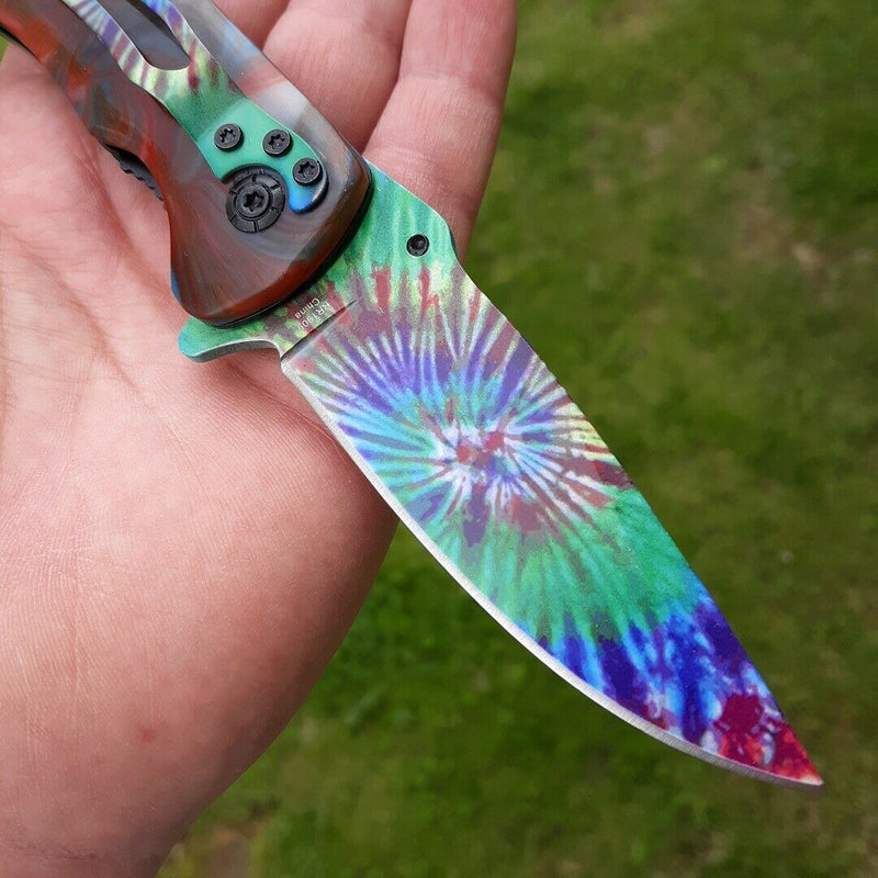 Rough Ryder Tie Dye Folding Knife 3.25" Stainless Steel Blade Synthetic Handle 1909 -Rough Ryder - Survivor Hand Precision Knives & Outdoor Gear Store