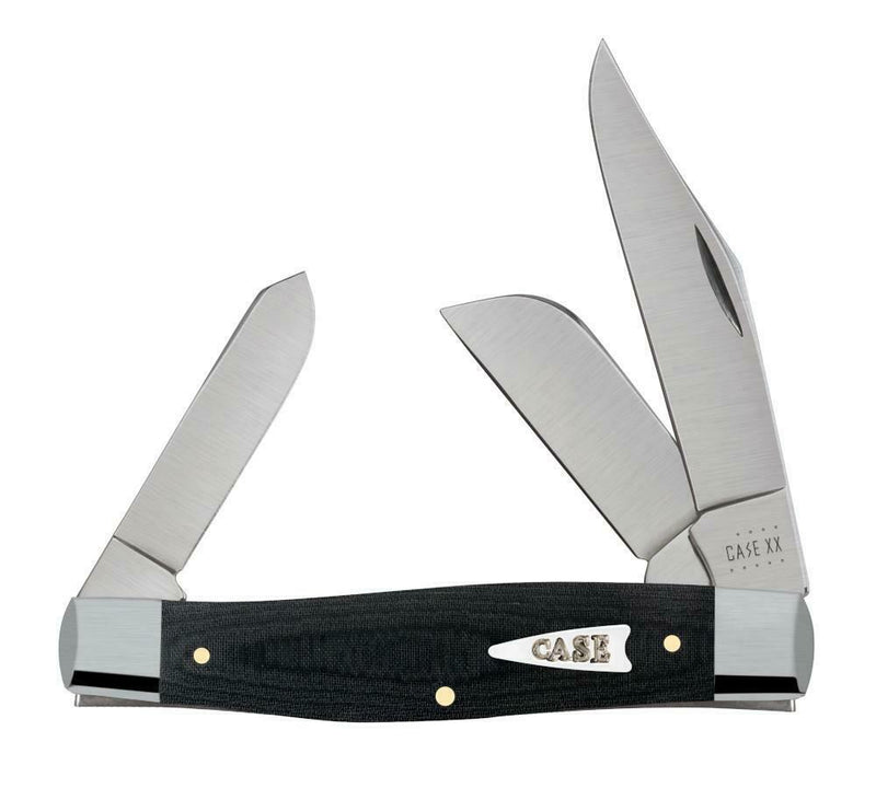 Case XX Stockman Pocket Knife Stainless Steel Blades Black Smooth Micarta Handle 27732 -Case Cutlery - Survivor Hand Precision Knives & Outdoor Gear Store