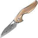 Bestech Knives The Reticulan Folding Knife 2" Damascus Steel Blade Gold Titanium Handle 1810J -Bestech Knives - Survivor Hand Precision Knives & Outdoor Gear Store