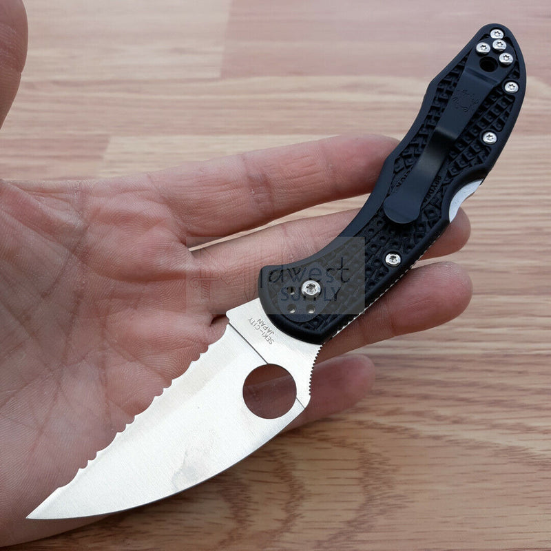 Spyderco Delica 4 Folding Knife 3" Serrated VG-10 Steel Wharncliffe Blade FRN Handle C11FSWCBK -Spyderco - Survivor Hand Precision Knives & Outdoor Gear Store