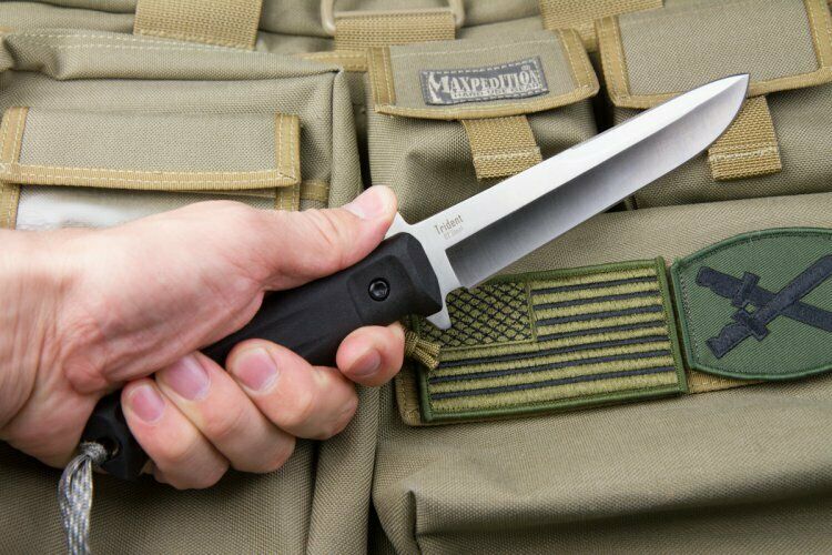 Kizlyar Trident Tactical Fixed Knife 6" D2 Tool Steel Blade Rubber/ABS Handle 0216 -Kizlyar - Survivor Hand Precision Knives & Outdoor Gear Store