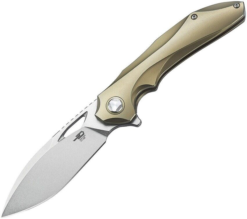 Bestech Knives ESKRA Frame Folding Knife 3.5" Bohler M390 Steel Blade Gold Titanium Handle 1813D -Bestech Knives - Survivor Hand Precision Knives & Outdoor Gear Store