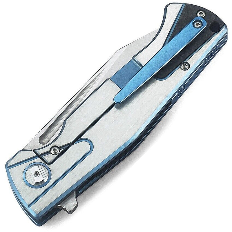 Bestech Knives HORUS Framelock Folding Knife 3.5" S35VN Steel Blade Blue/Silver Titanium Handle 1901D -Bestech Knives - Survivor Hand Precision Knives & Outdoor Gear Store