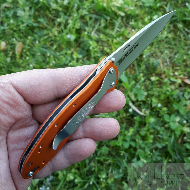 Kershaw Leek Folding Knife 3" 14C28N Steel Blade Orange Anodized Aluminum Handle 1660OR -Kershaw - Survivor Hand Precision Knives & Outdoor Gear Store