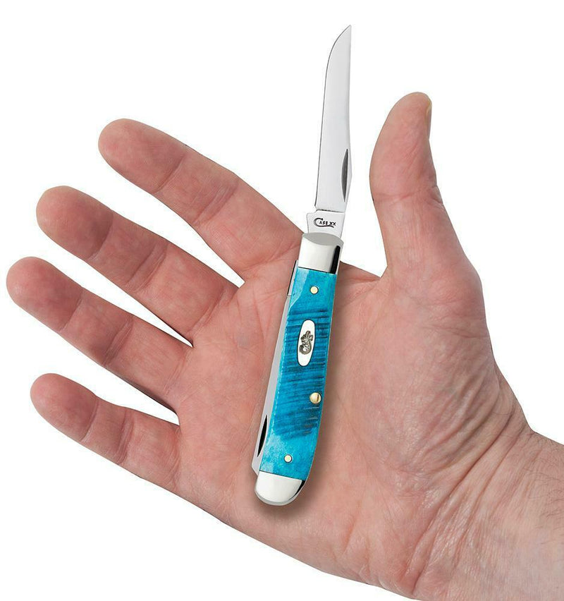 Case XX Mini Trapper Pocket Knife Stainless Blades Caribbean Blue Jigged Bone 25593 -Case Cutlery - Survivor Hand Precision Knives & Outdoor Gear Store