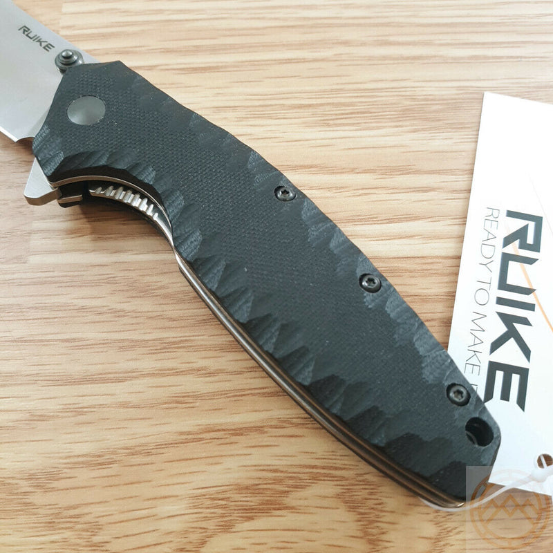 RUIKE P843 Linerlock Folding Knife 3.75" Sandvik 14C28N Steel Blade Black G10 Handle P843B -RUIKE - Survivor Hand Precision Knives & Outdoor Gear Store