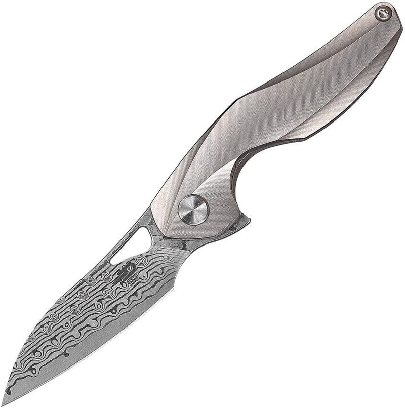 Bestech Knives The Reticulan Folding Knife 2" Damascus Steel Blade Gray Titanium Handle 1810G -Bestech Knives - Survivor Hand Precision Knives & Outdoor Gear Store