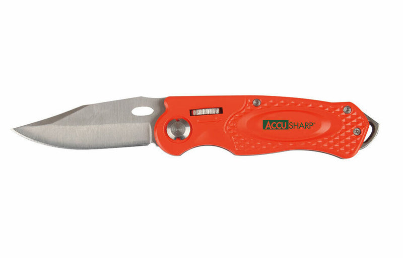 AccuSharp Wheel Lock/Sharpener Combo Folding Knife 2.5" Stainless Blade Orange Aluminum 043C -AccuSharp - Survivor Hand Precision Knives & Outdoor Gear Store