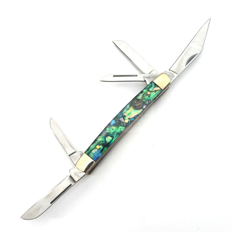 Frost Cutlery Kentucky Congress Pocket Knife Stainless Blades Salt Water Abalone Handle 117SAB -Frost Cutlery - Survivor Hand Precision Knives & Outdoor Gear Store