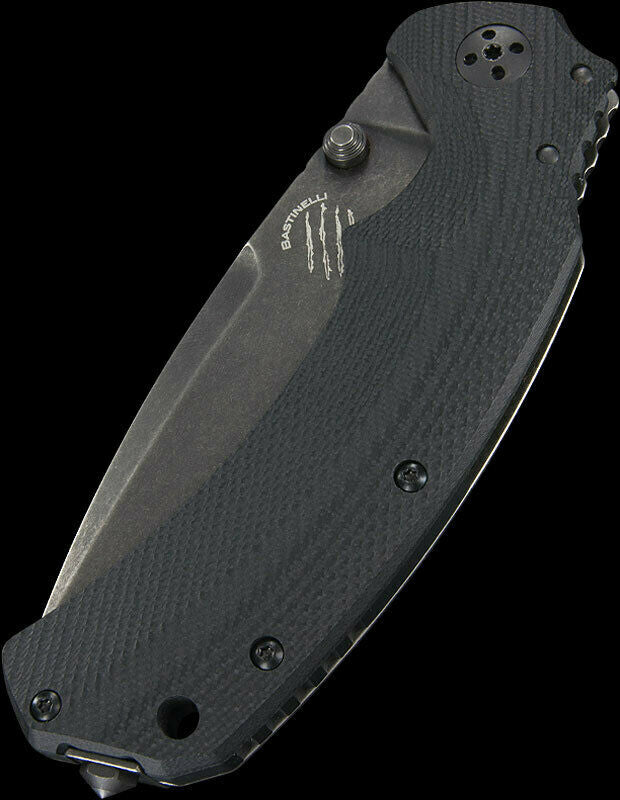 Bastinelli Folding Knife 3.25" D2 Tool Steel Blade Black G10/ Titanium Back Handle S01 -Bastinelli Creations - Survivor Hand Precision Knives & Outdoor Gear Store