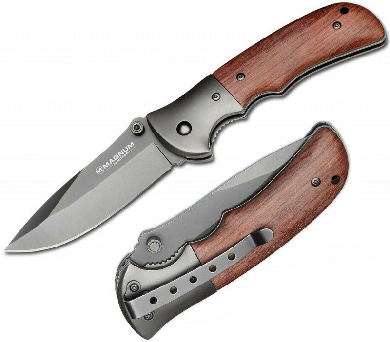 Boker Magnum Co Operator Folding Knife 3.5" 440A Stainless Steel Blade Wood Handle 01MB864 -Boker Magnum - Survivor Hand Precision Knives & Outdoor Gear Store