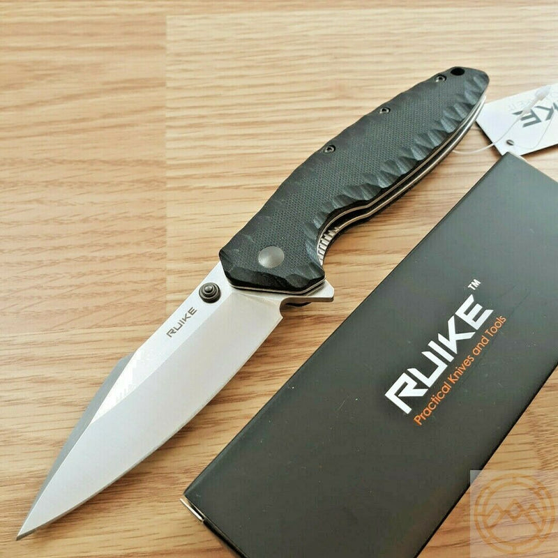 RUIKE P843 Linerlock Folding Knife 3.75" Sandvik 14C28N Steel Blade Black G10 Handle P843B -RUIKE - Survivor Hand Precision Knives & Outdoor Gear Store