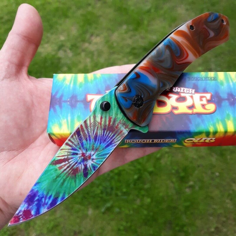 Rough Ryder Tie Dye Folding Knife 3.25" Stainless Steel Blade Synthetic Handle 1909 -Rough Ryder - Survivor Hand Precision Knives & Outdoor Gear Store