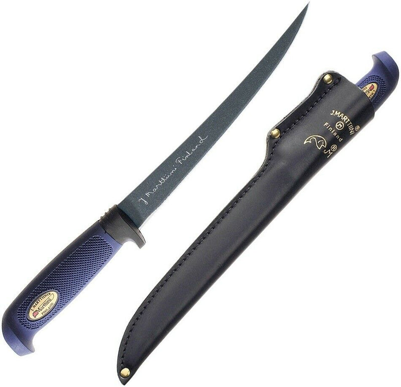 Marttiini Martef Fixed Knife 7.5" Stainless Fillet Blade Blue Textured Rubber Handle 836014T -Marttiini - Survivor Hand Precision Knives & Outdoor Gear Store