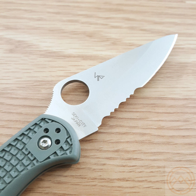 Spyderco Delica 4 Knife 3" Part Serrated VG10 Steel Blade Green FRN Handle C11PSFG -Spyderco - Survivor Hand Precision Knives & Outdoor Gear Store