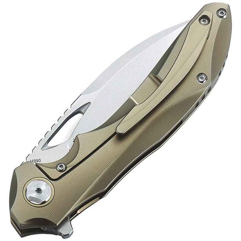Bestech Knives ESKRA Frame Folding Knife 3.5" Bohler M390 Steel Blade Gold Titanium Handle 1813D -Bestech Knives - Survivor Hand Precision Knives & Outdoor Gear Store