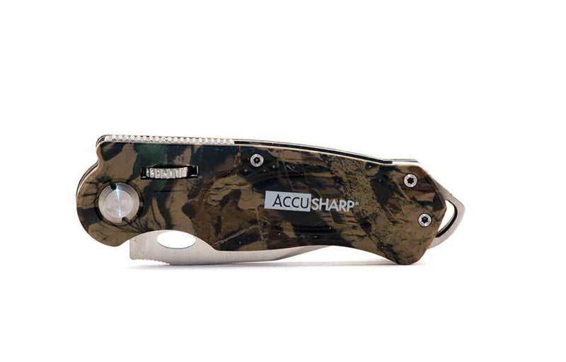 AccuSharp Wheel Lock/Sharpener Combo Folding Knife 2.5" Stainless Blade Camo Aluminum 042C -AccuSharp - Survivor Hand Precision Knives & Outdoor Gear Store