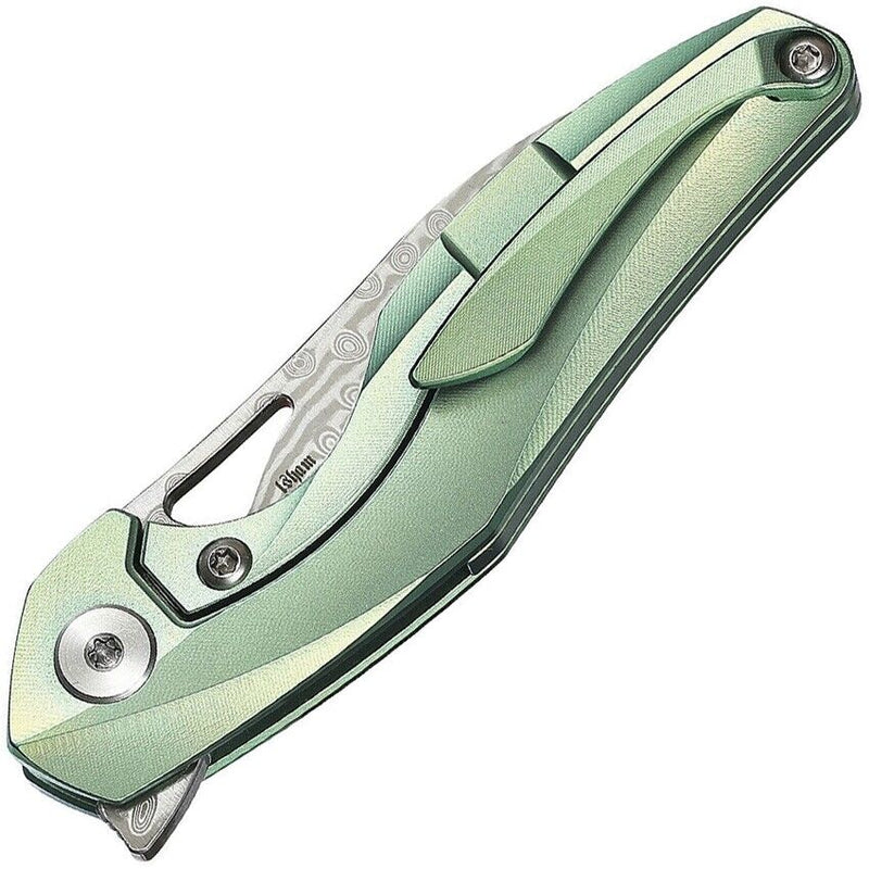 Bestech Knives The Reticulan Folding Knife 2" Damascus Steel Blade Green Titanium Handle 1810I -Bestech Knives - Survivor Hand Precision Knives & Outdoor Gear Store