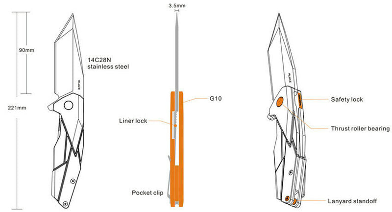 RUIKE P138 Linerlock Folding Knife 3.5" 14C28N Sandvik Stainless Steel Blade G10 Handle P138W -RUIKE - Survivor Hand Precision Knives & Outdoor Gear Store