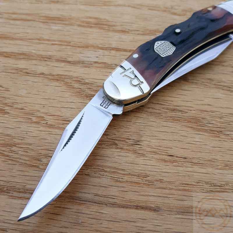 Rough Ryder Double Lock Pocket Knife Stainless Blade Brown Stag Bone Handle 1798 -Rough Ryder - Survivor Hand Precision Knives & Outdoor Gear Store