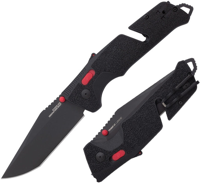 SOG Trident MK3 AT-XR Lock A/O Folding Knife 3.75" D2 Tool Steel Tanto Blade Black/Red GRN Handle 11120457 -SOG - Survivor Hand Precision Knives & Outdoor Gear Store