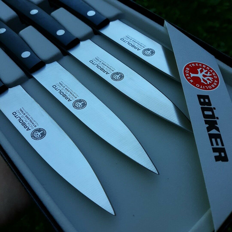Boker Arbolito Kitchen Knife 4 Piece Set 440 Stainless Steel Full Tang 4" Blades 03BA5704SET -Boker - Survivor Hand Precision Knives & Outdoor Gear Store