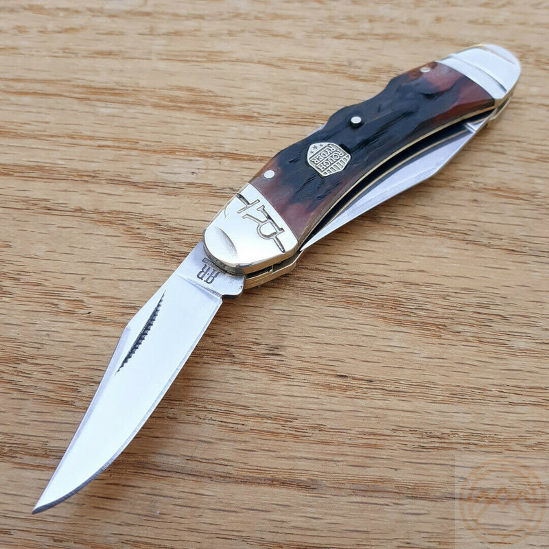 Rough Ryder Double Lock Pocket Knife Stainless Blade Brown Stag Bone Handle 1798 -Rough Ryder - Survivor Hand Precision Knives & Outdoor Gear Store