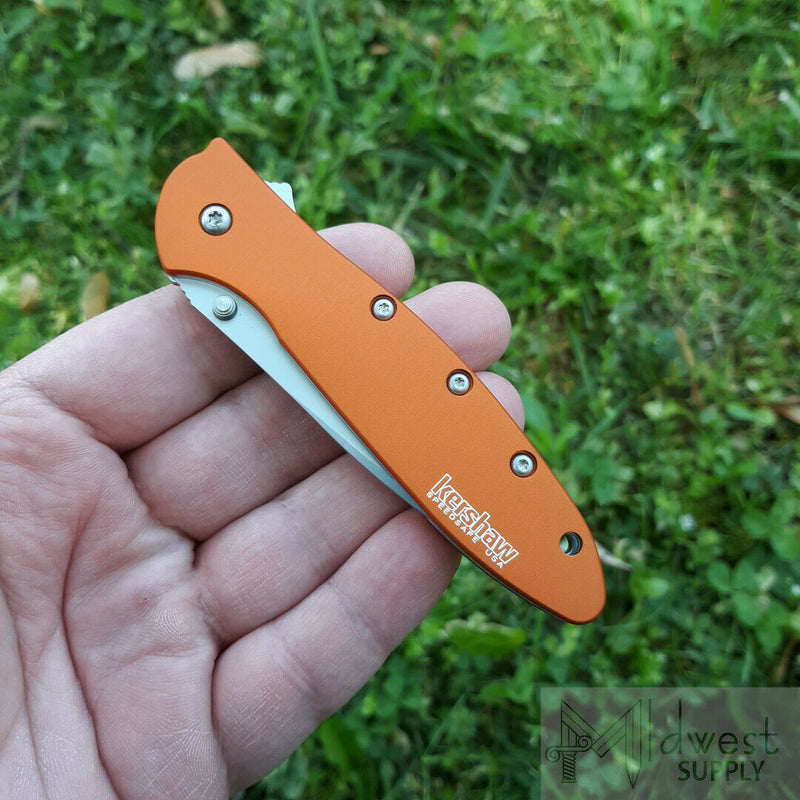 Kershaw Leek Folding Knife 3" 14C28N Steel Blade Orange Anodized Aluminum Handle 1660OR -Kershaw - Survivor Hand Precision Knives & Outdoor Gear Store