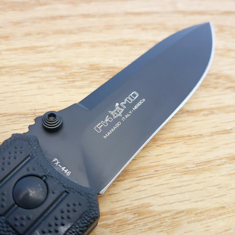 Fox Predator II Folding Knife 3.75" Bohler N690 Steel Blade Black Forprene Handle 446B -Fox - Survivor Hand Precision Knives & Outdoor Gear Store