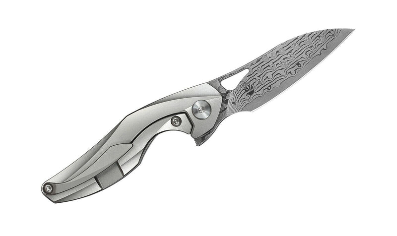 Bestech Knives The Reticulan Folding Knife 2" Damascus Steel Blade Gray Titanium Handle 1810G -Bestech Knives - Survivor Hand Precision Knives & Outdoor Gear Store