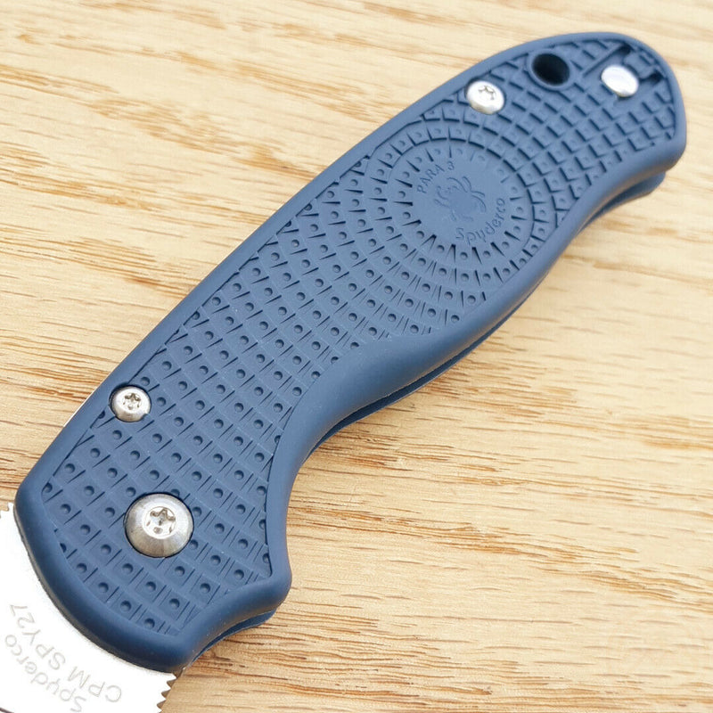 Spyderco Para 3 Compression Folding Knife 3" CPM SPY27 Steel Blade Blue Texture FRN Handle 223PCBL -Spyderco - Survivor Hand Precision Knives & Outdoor Gear Store