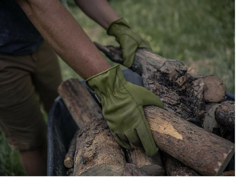 Barebones Living Classic Work Glove Olive Large/XL Premium Grain Cowhide RE021 -Barebones Living - Survivor Hand Precision Knives & Outdoor Gear Store