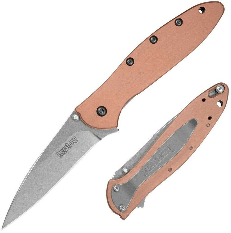 Kershaw Leek Linerlock A/O Folding Knife 3" CPM-154 Steel Blade Copper Handle 1660CU -Kershaw - Survivor Hand Precision Knives & Outdoor Gear Store