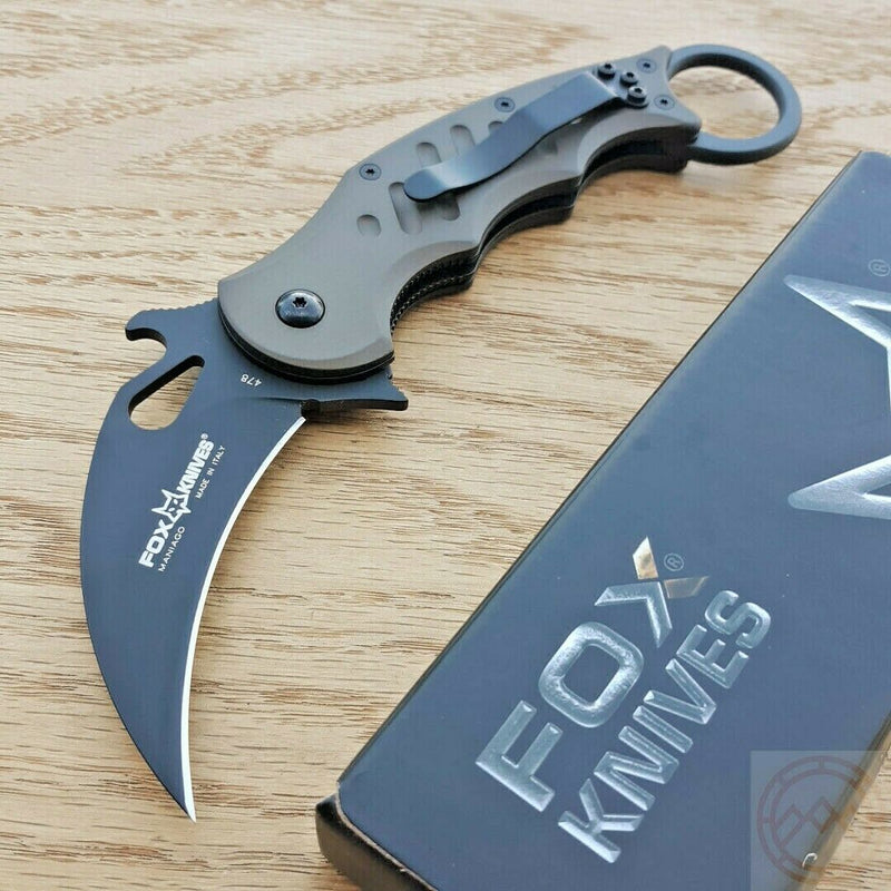 Fox Karambit Liner Folding Knife 3.20" Bohler N690 Steel Blade Aluminum Handle 478BR -Fox - Survivor Hand Precision Knives & Outdoor Gear Store